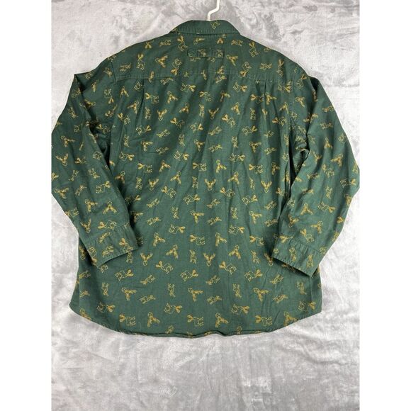 Duluth Trading Men's Shirt Size Large Green‎ Untucked Relaxed Fit Deer All Print - Picture 2 of 7